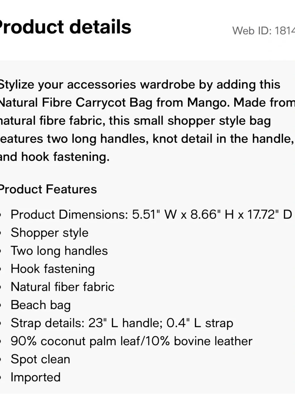 Mango Woven Straw Tote Bag with Neutral Handles - Picture 4 of 11